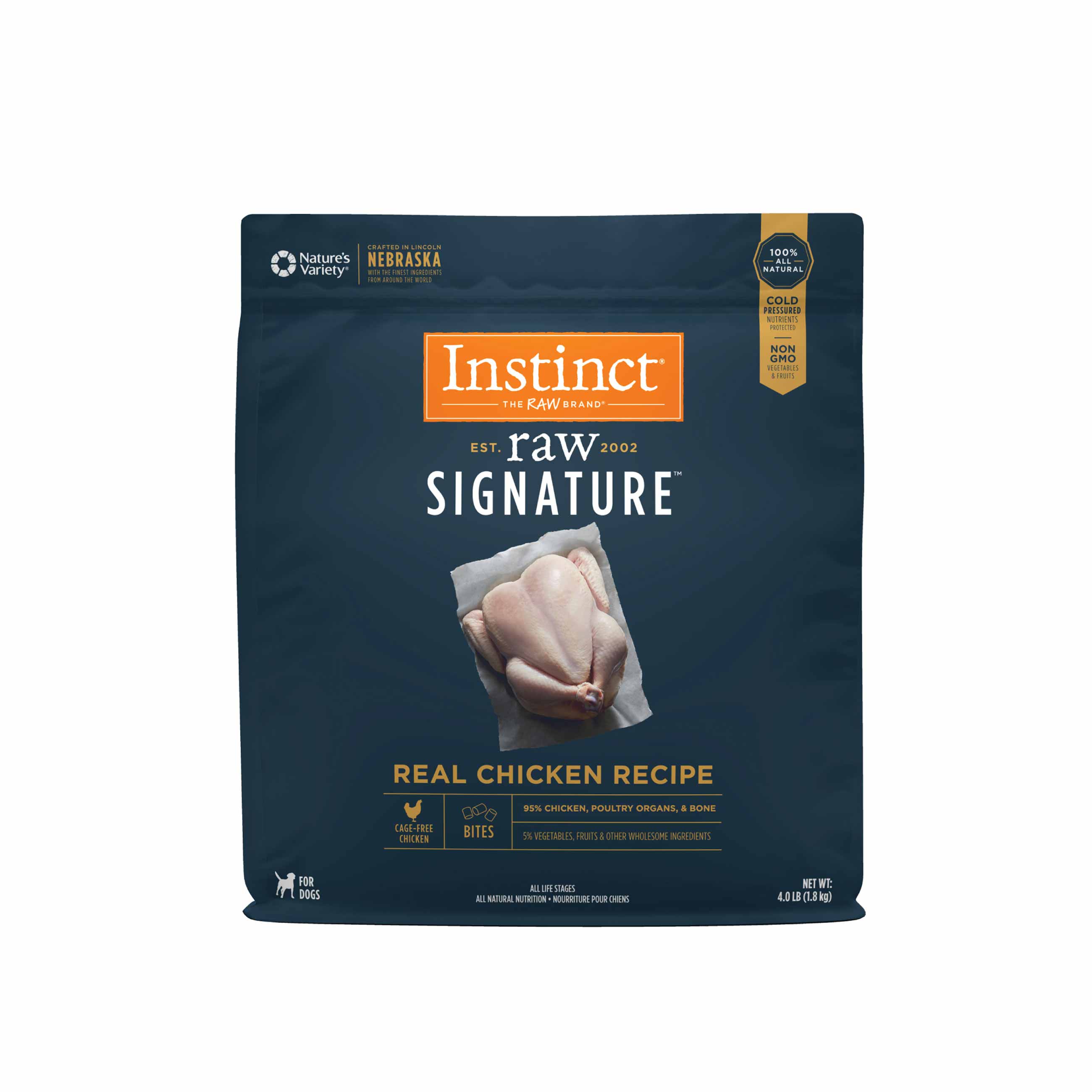 Instinct Frozen Raw Signature Bites Grain-Free Real Chicken Recipe Dog Food, 4 Pound Bag - Not Available for Delivery
