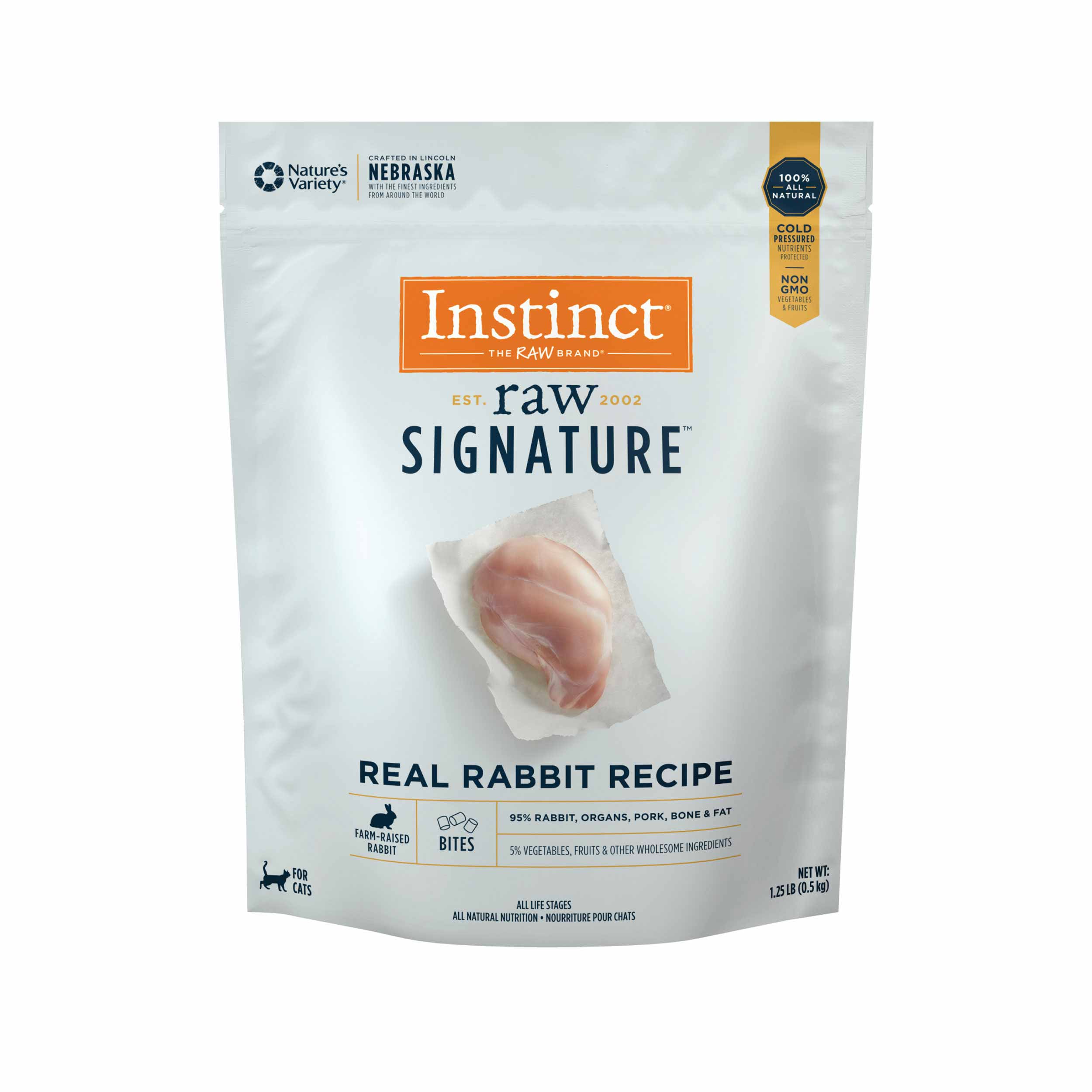 Instinct Frozen Raw Signature Bites Grain-Free Real Rabbit Recipe Cat Food, 1.25 Pound Bag