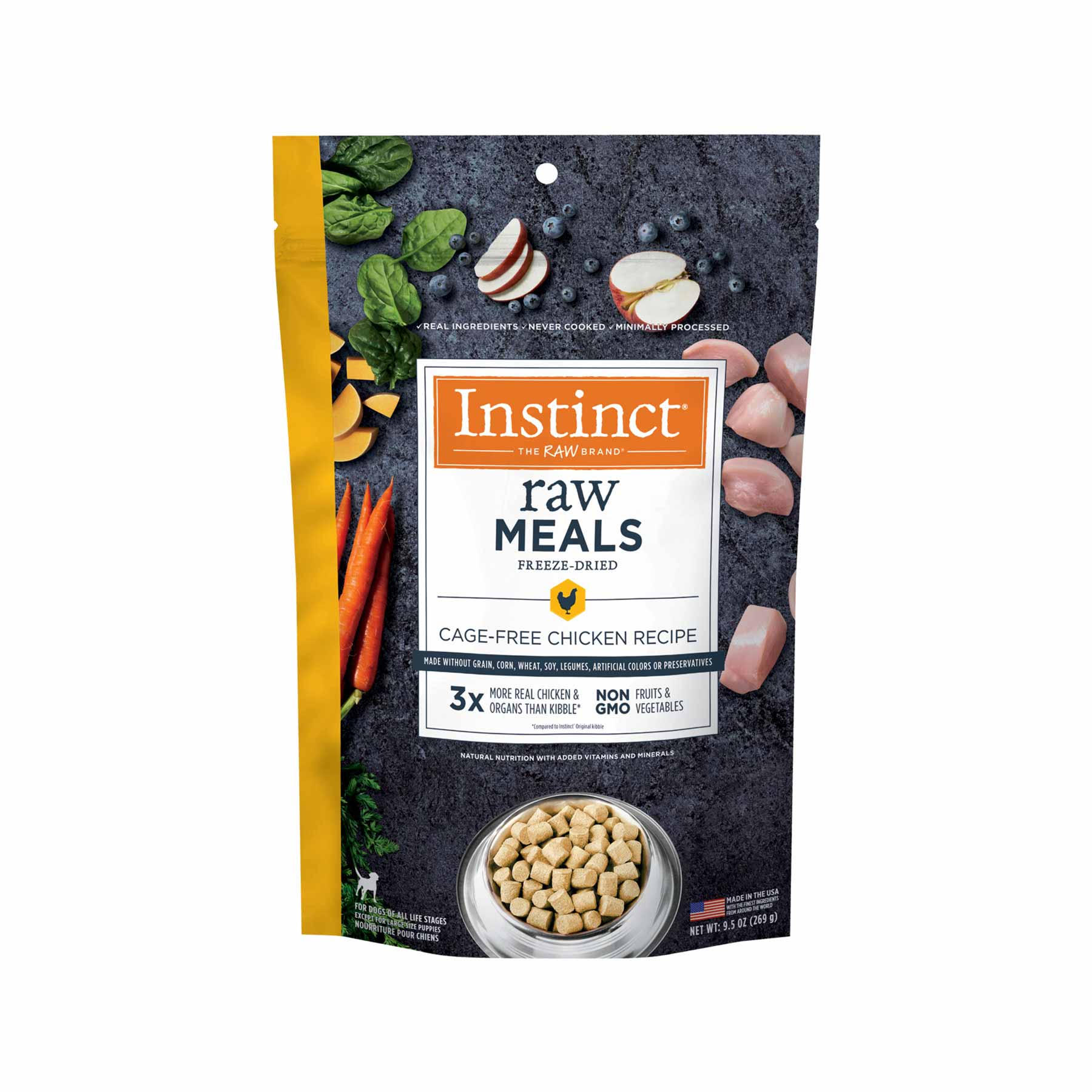 Instinct Freeze-Dried Raw Meals Grain-Free Cage-Free Chicken Recipe Dog Food, 9.5 Ounce Bag