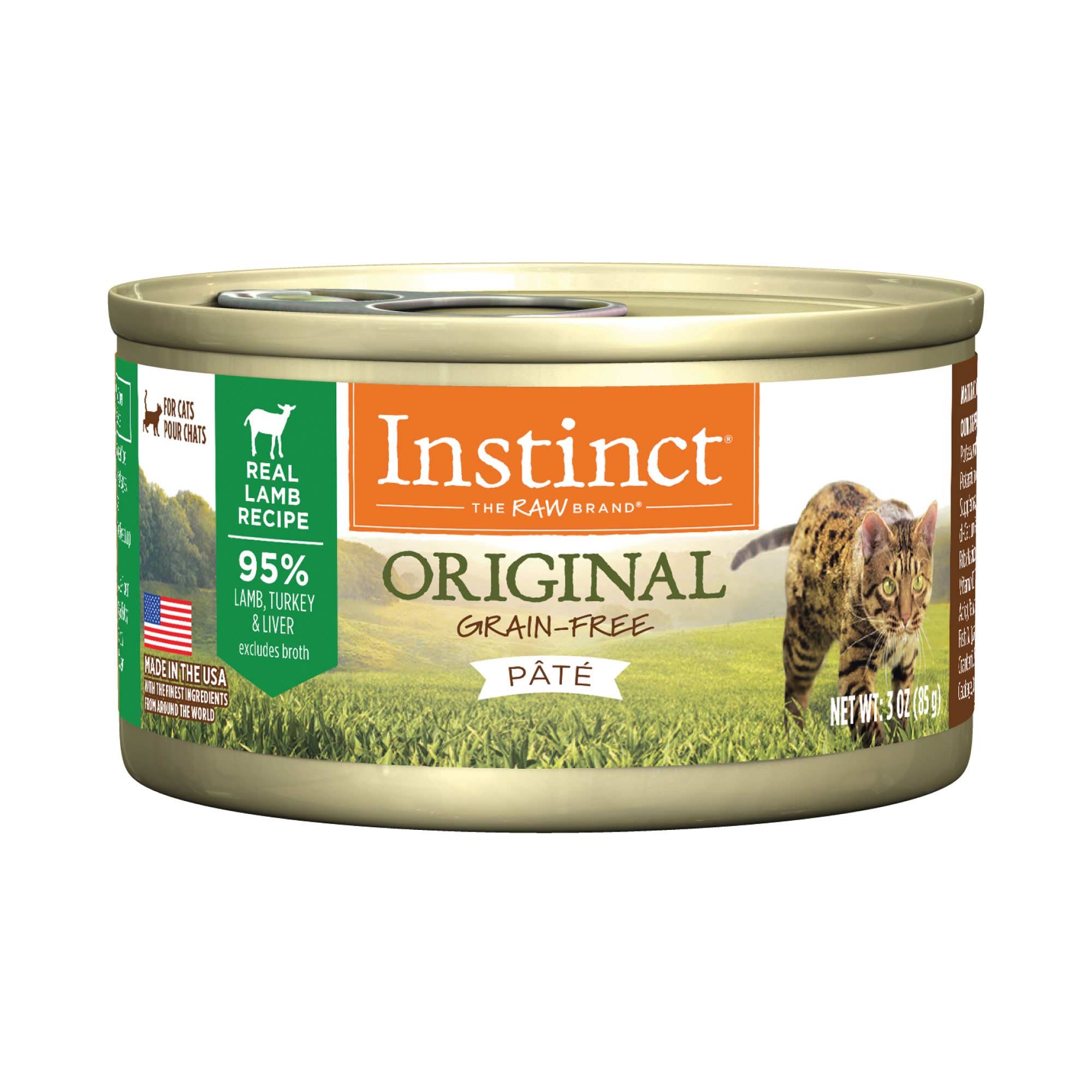 Instinct Original Grain-Free Pate Real Lamb Recipe Canned Cat Food, 3 Ounce Can