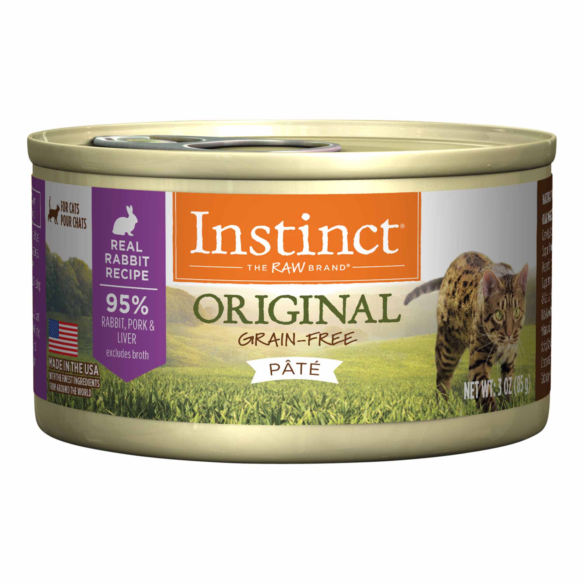 Instinct Original Grain-Free Pate Real Rabbit Recipe Canned Cat Food, 3 Ounce Can