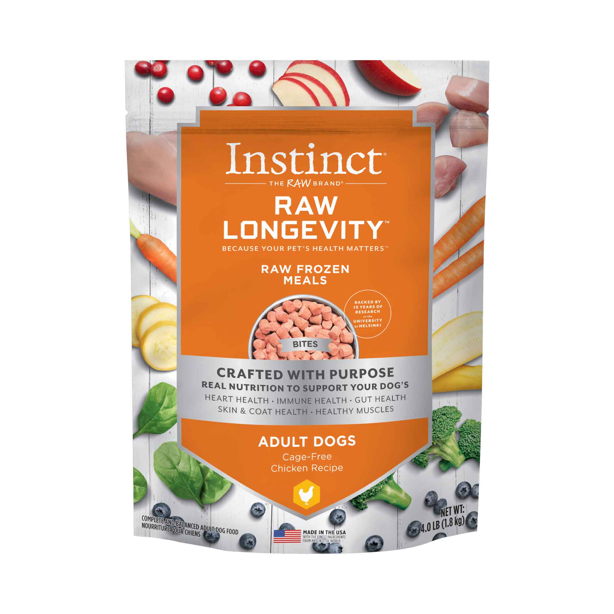 Instinct Raw Longevity Cage Free Chicken Frozen Dog Food, 4 Pounds - Not Available For Delivery