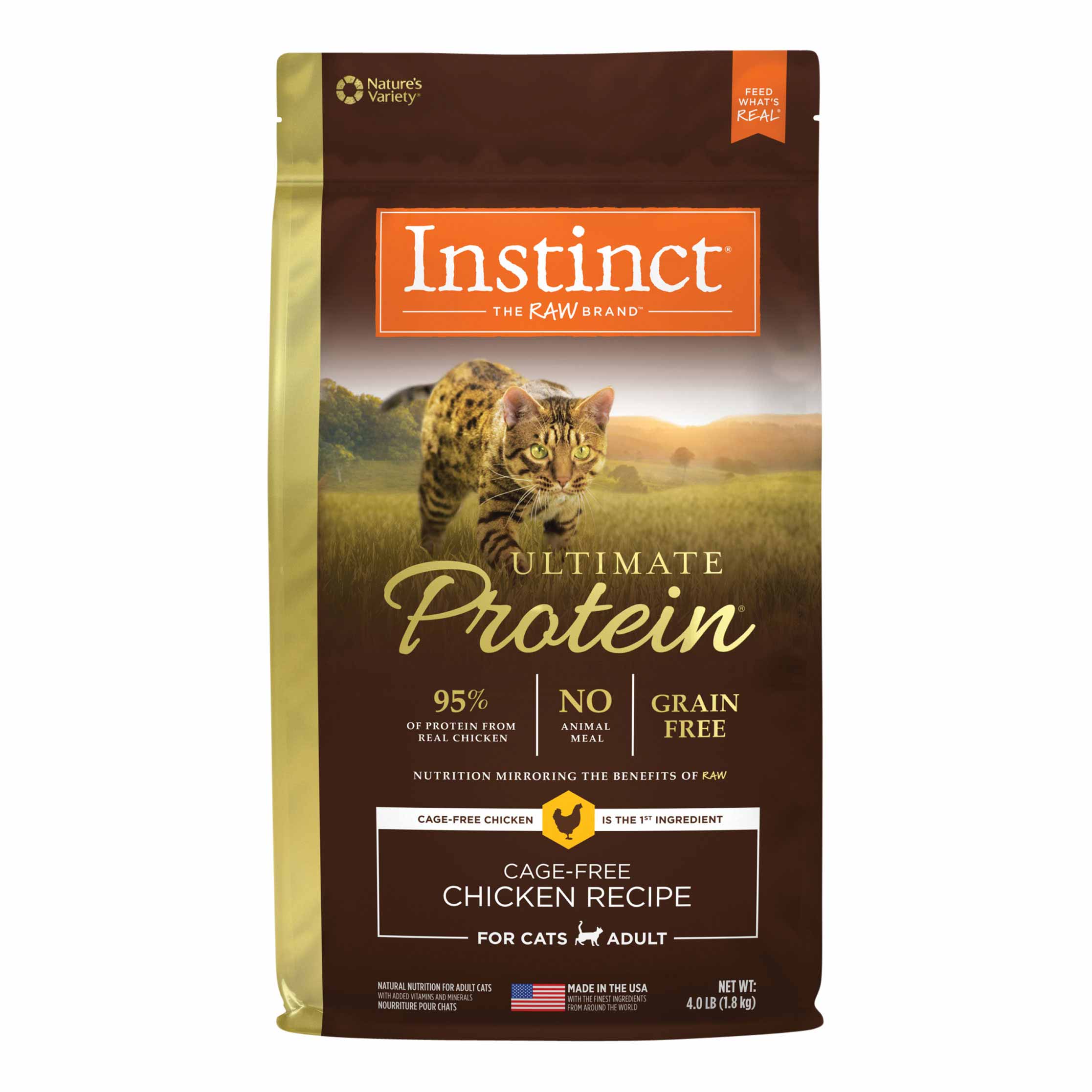 Instinct Ultimate Protein Grain-Free Cage-Free Chicken Recipe Freeze-Dried Raw Coated Dry Cat Food, 4 Pound Bag