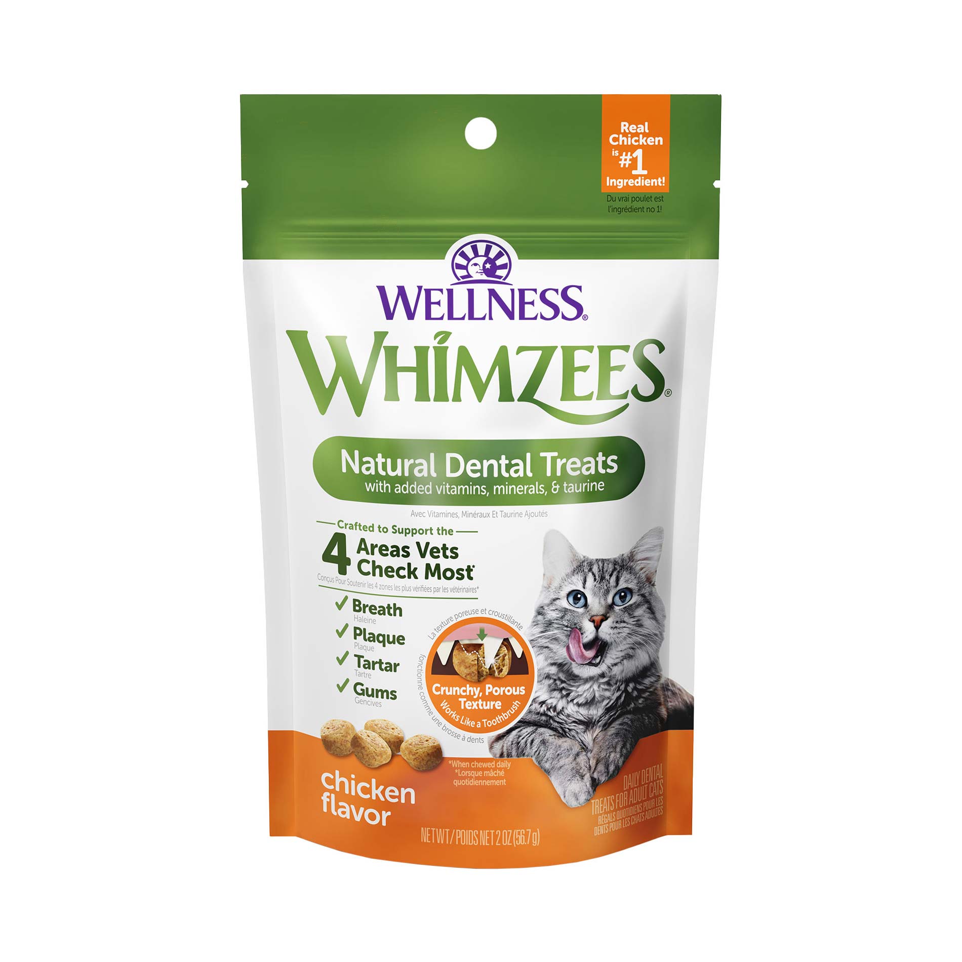 Wellness WHIMZEES Natural Cat Dental Treats, Chicken Flavor, 2 Ounce