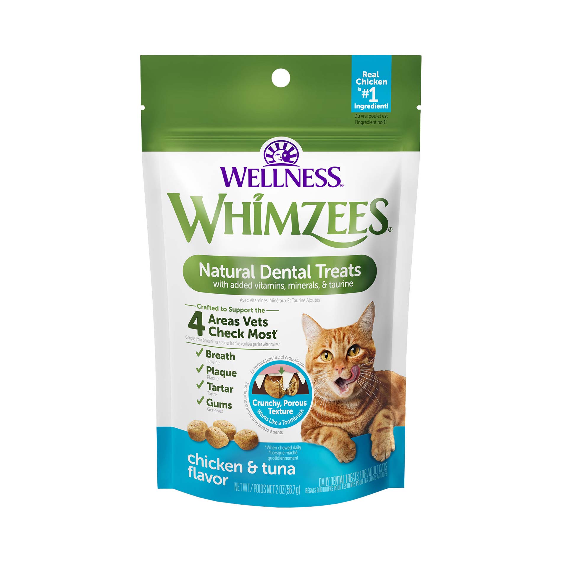 Wellness WHIMZEES Natural Cat Dental Treats, Chicken & Tuna Flavor, 2 Ounce