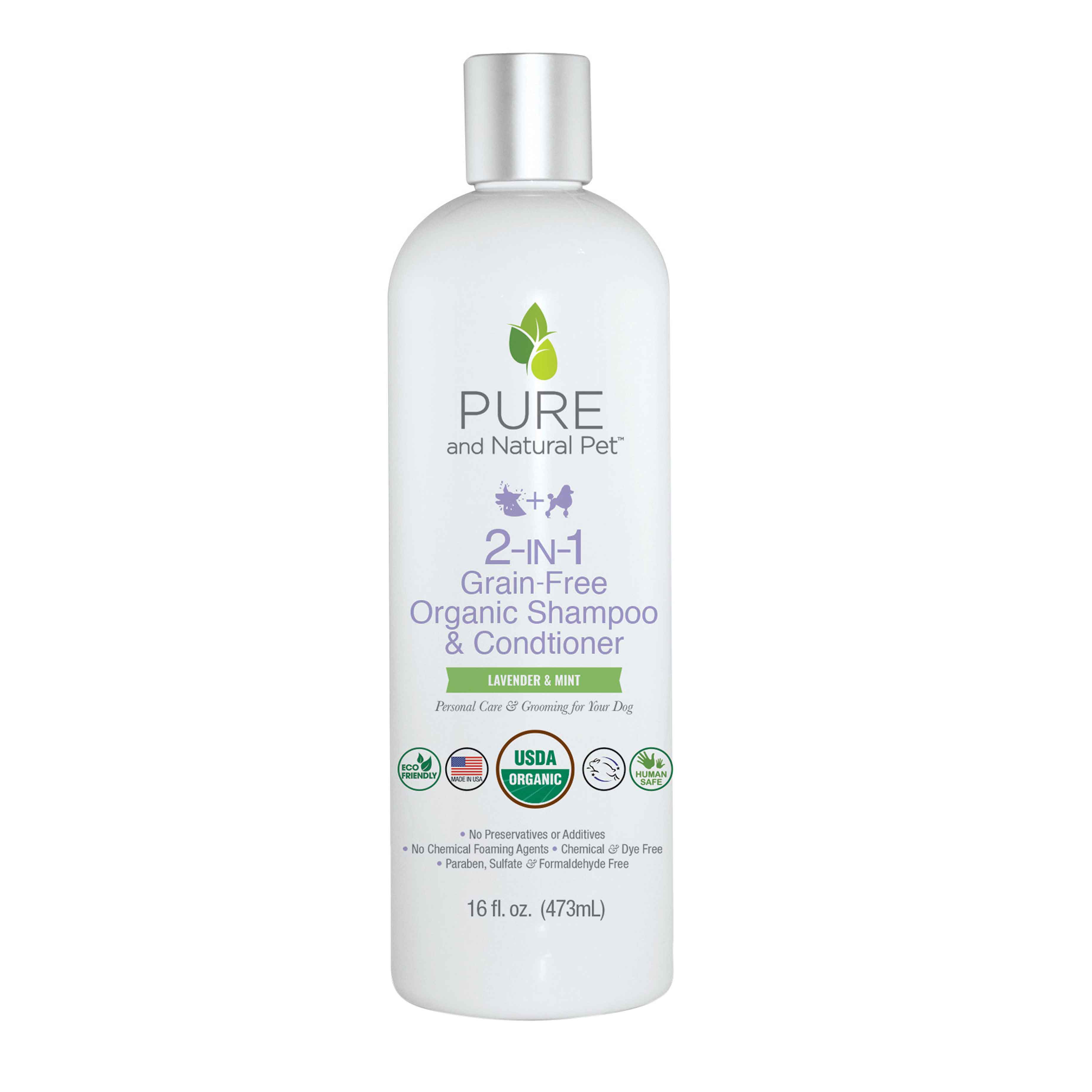 Pure and Natural Pet 2-in1 Grain Free Organic Shampoo & Conditioner, 16 Ounces