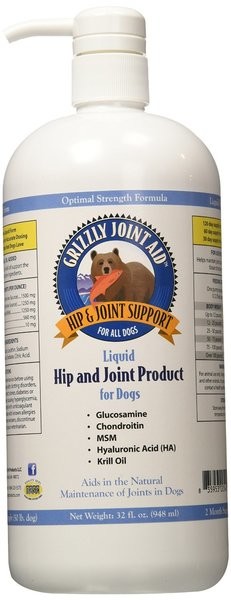 Grizzly Pet Products Hip and Joint Support Liquid Dog Supplement, 32 ounce