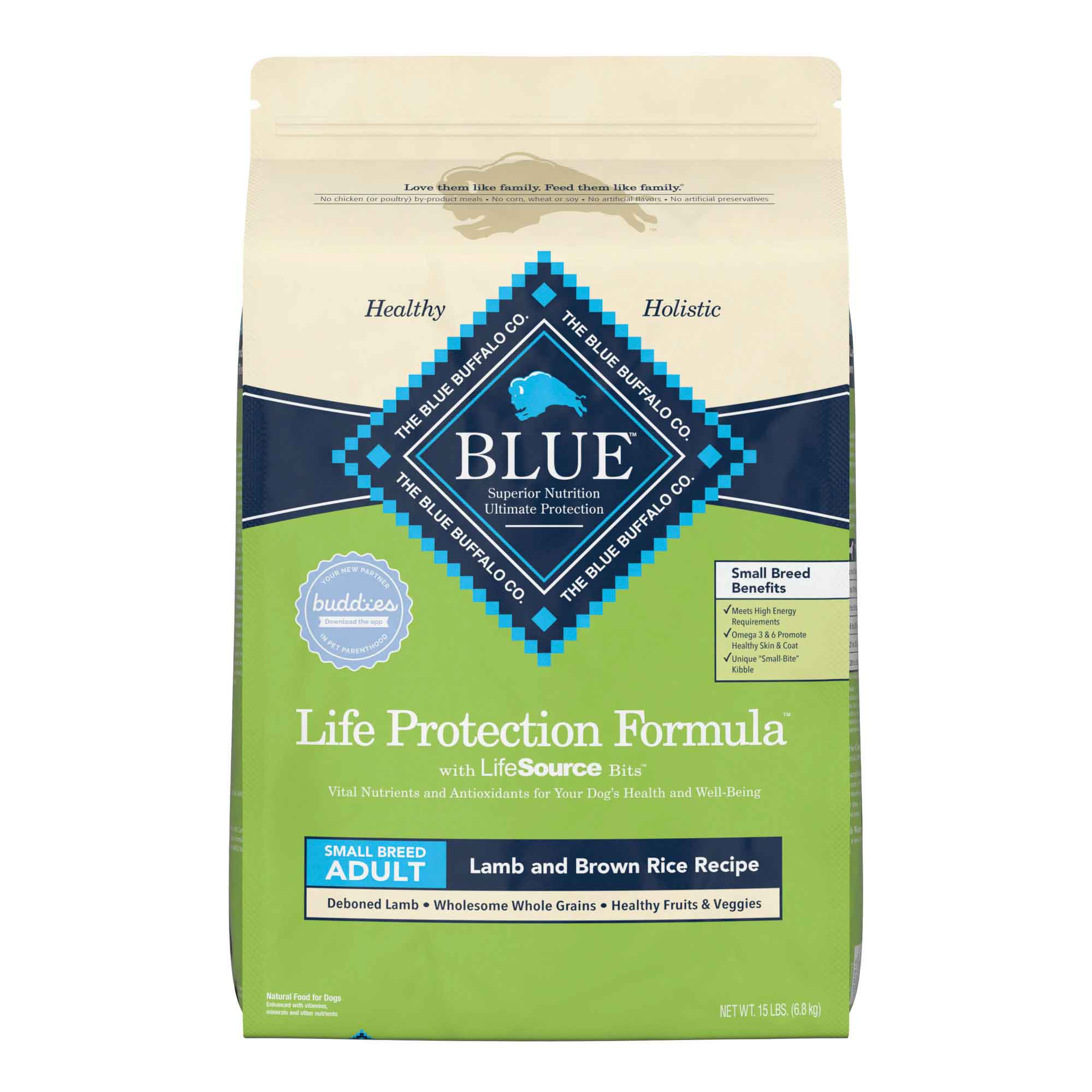 Blue Buffalo Life Protection Formula Natural Adult Small Breed Dry Dog Food, Lamb and Brown Rice, 15 Pounds