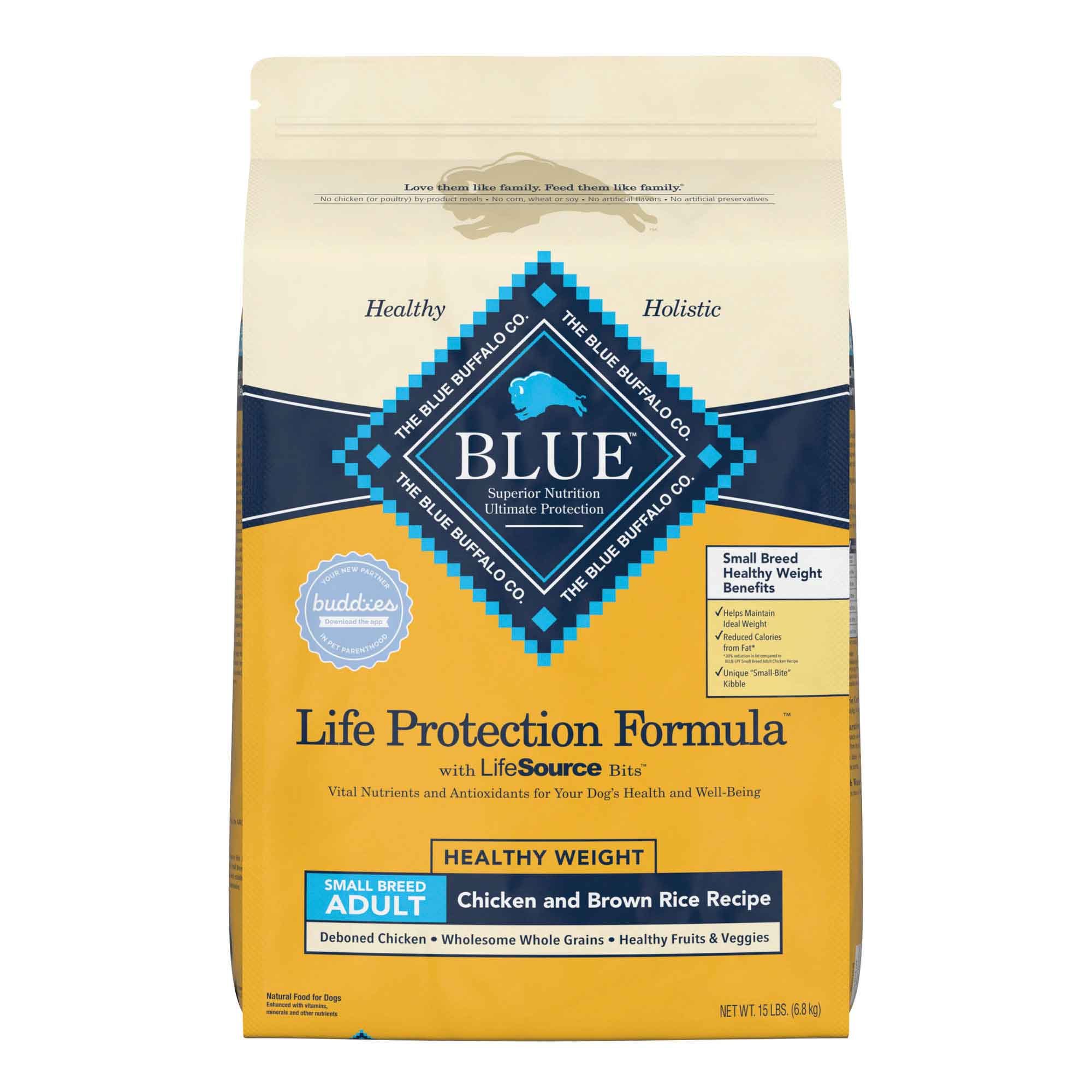 Blue Buffalo Life Protection Formula Natural Adult Small Breed Healthy Weight Dry Dog Food, Chicken and Brown Rice, 15 Pounds