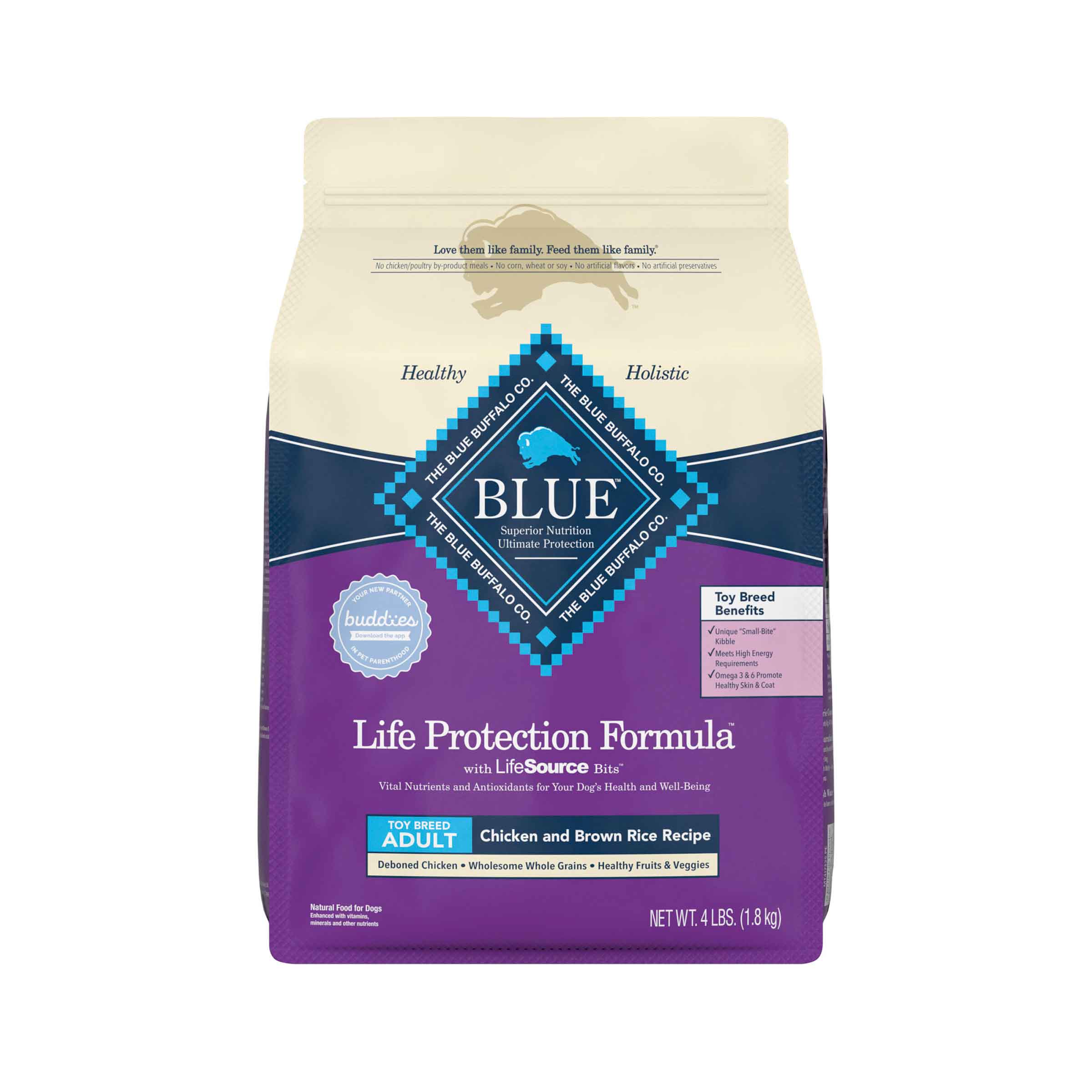 Blue Buffalo Life Protection Formula Natural Adult Toy Breed Dry Dog Food, Chicken and Brown Rice, 4 Pounds