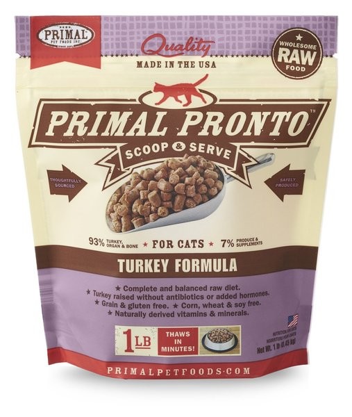 Primal Pet Foods Pronto Raw Frozen Feline Turkey Formula, 1 Pound - Not Available for Delivery