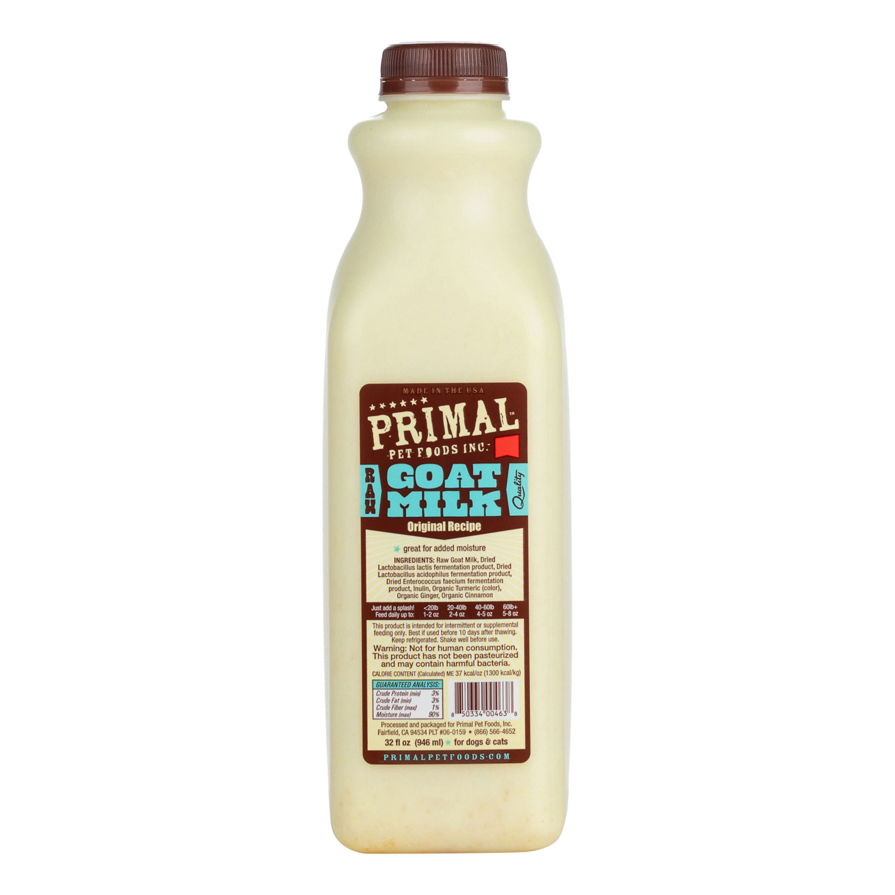 Primal Frozen Dog Food, Raw Goats Milk, 32 Ounces - Not Available For Delivery