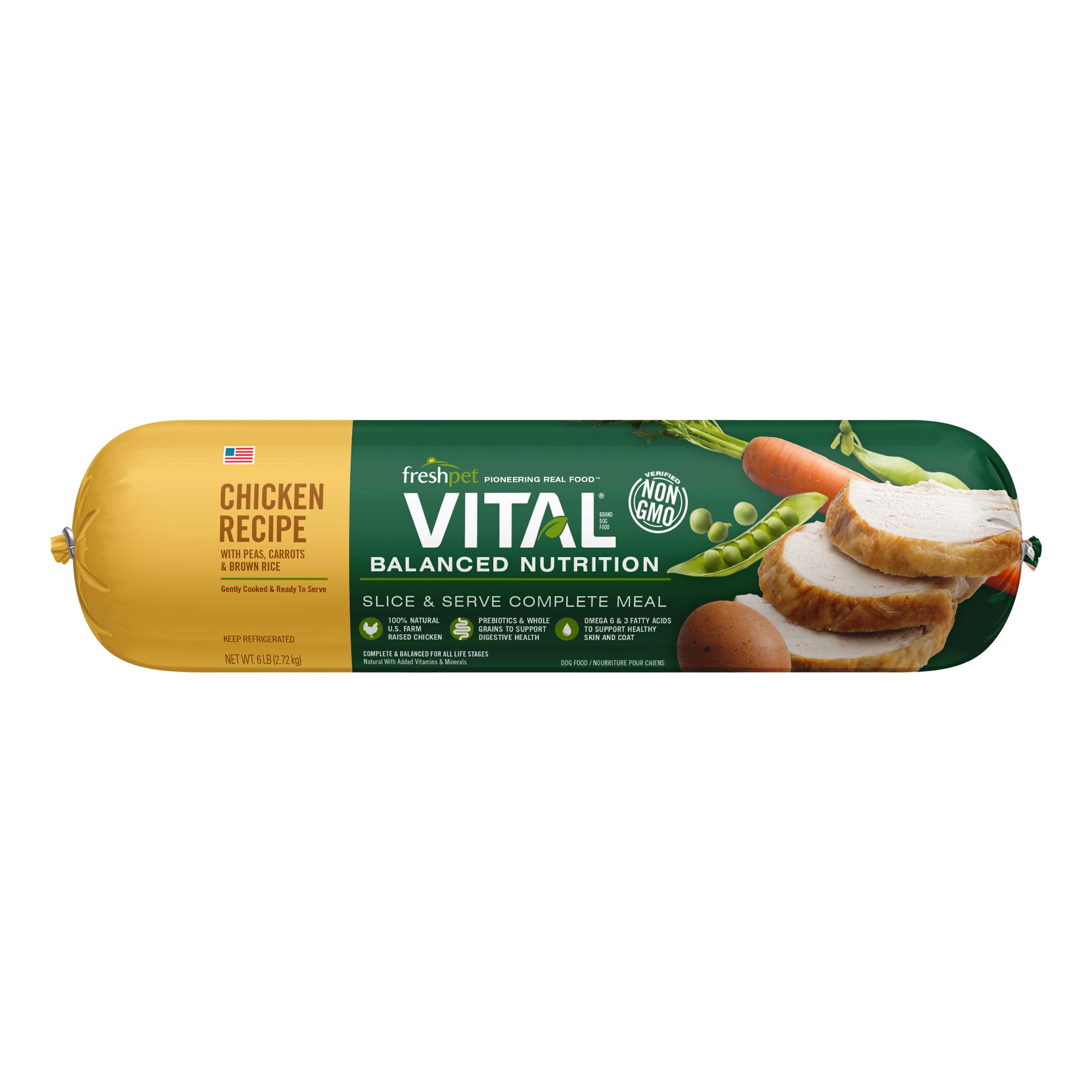 Freshpet Vital Balanced Nutrition Chicken and Whole Grain Fresh Dog Food, 6 Pounds- Not Available for Delivery