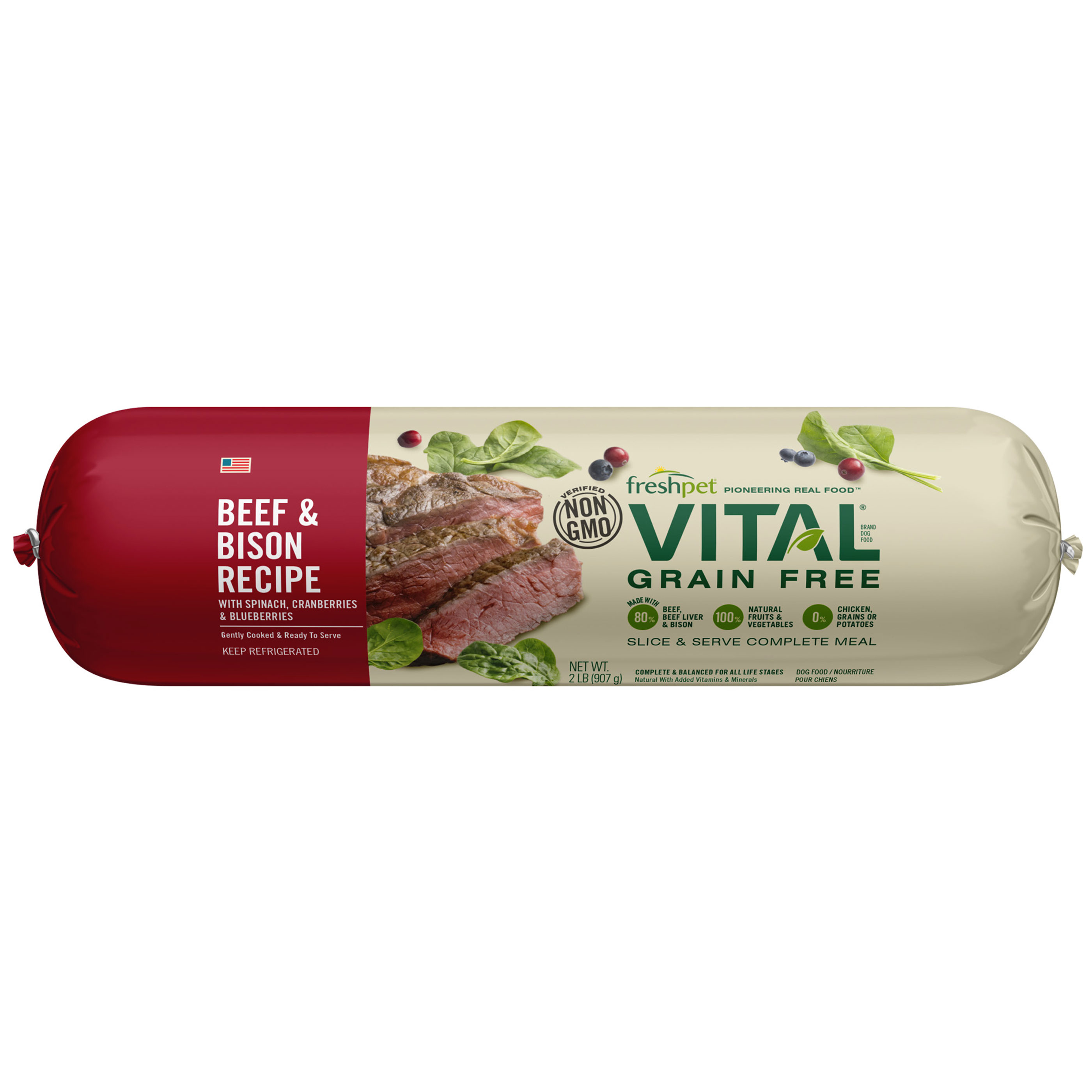 Freshpet Vital Grain-Free Beef & Bison Fresh Dog Food, 2 Pounds - Not Available for Delivery