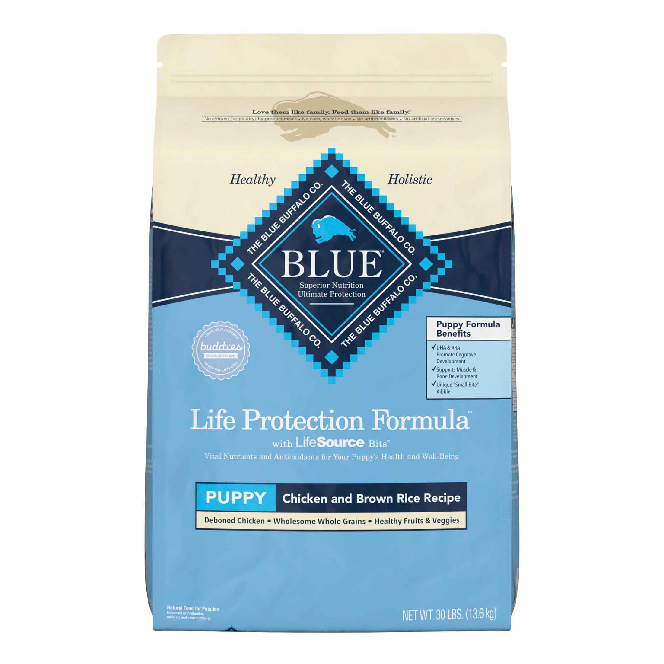 Blue Buffalo Life Protection Formula Natural Puppy Dry Dog Food, Chicken and Brown Rice, 30 Pounds