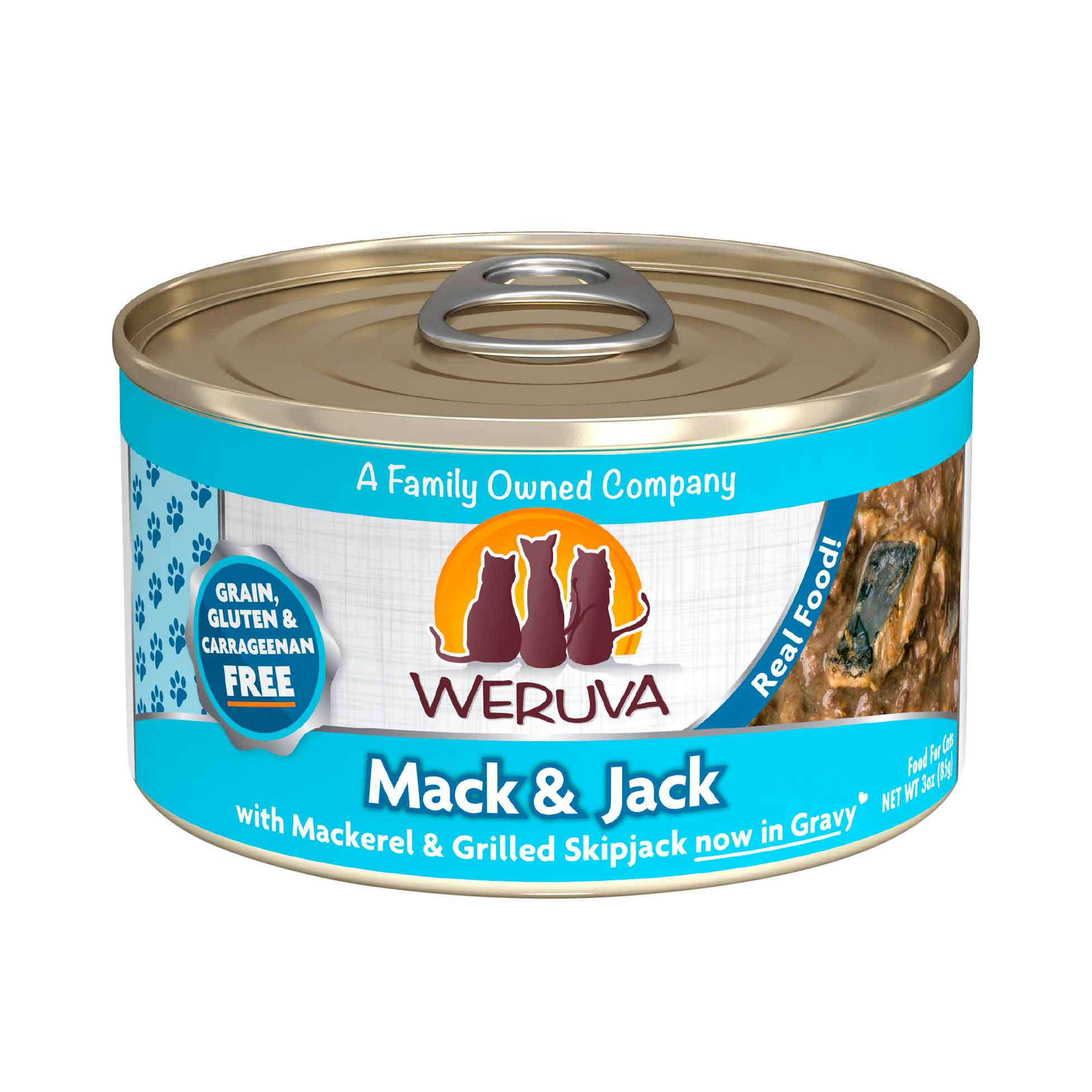 Weruva Classic Wet Cat Food, Mack & Jack with Mackerel & Grilled Skipjack in Gravy, 3 Ounce Can