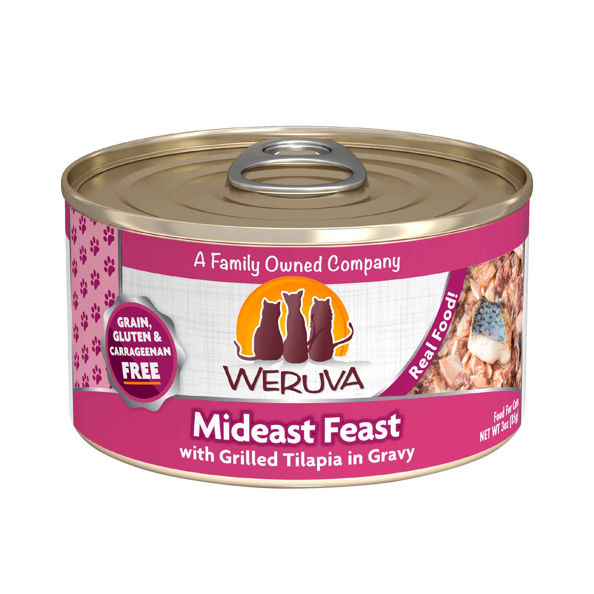 Weruva Classic Wet Cat Food, Mideast Feast with Grilled Tilapia in Gravy, 3 Ounce Can