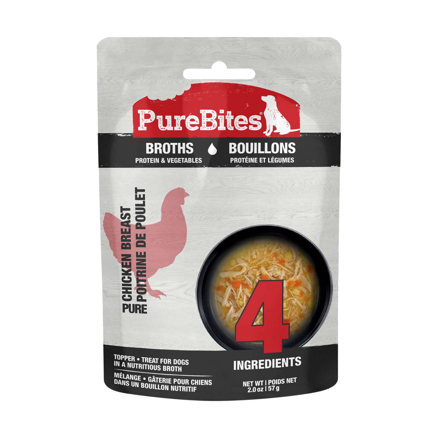 PureBites Broths Wet Dog Treat, Chicken & Vegetables, 2.0 Ounces