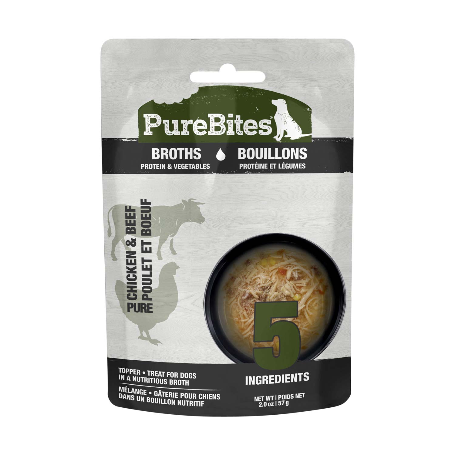 PureBites Broths Wet Dog Treat, Chicken & Beef,  2.0 Ounces