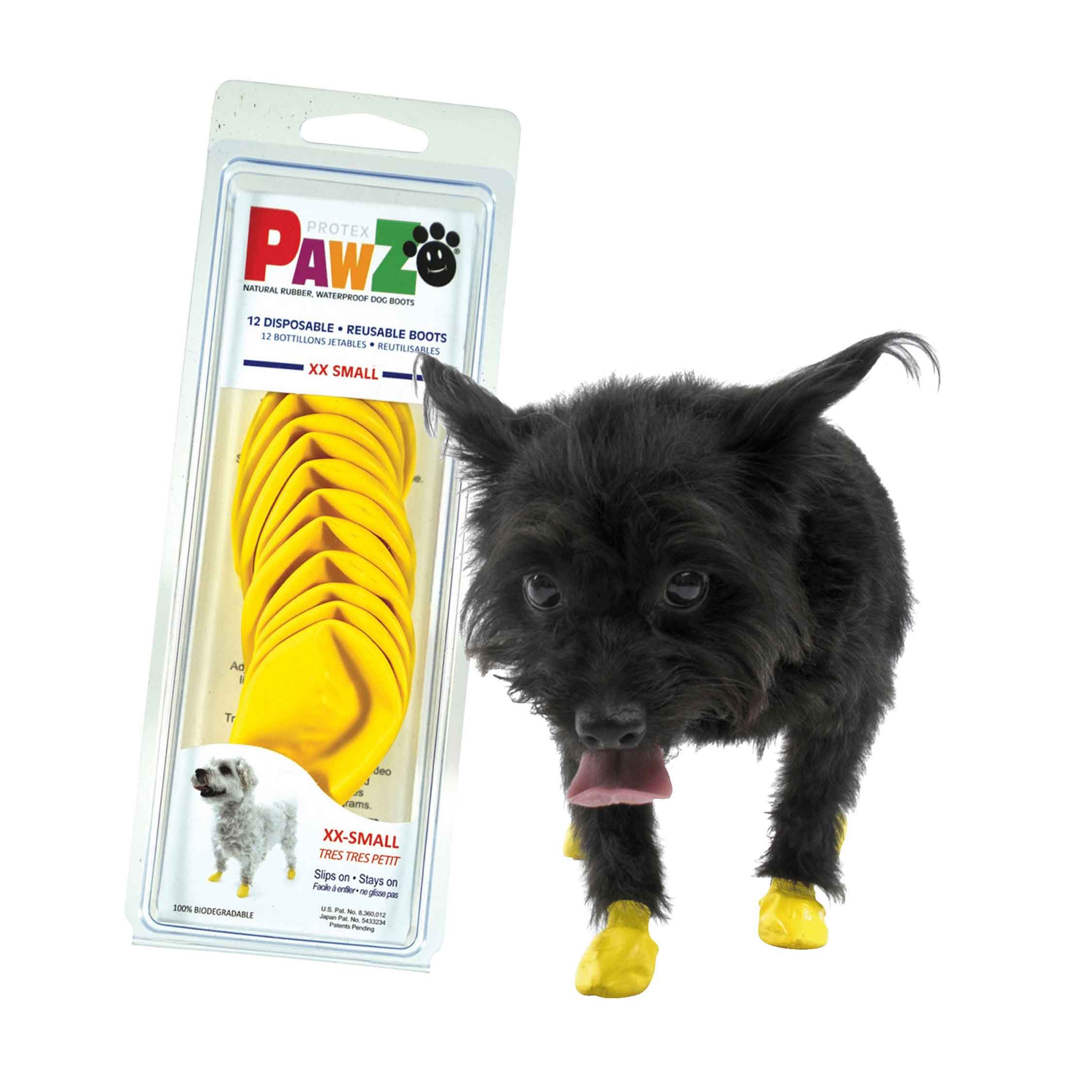 Pawz Rubber Dog Boots, Yellow, Extra Extra Small