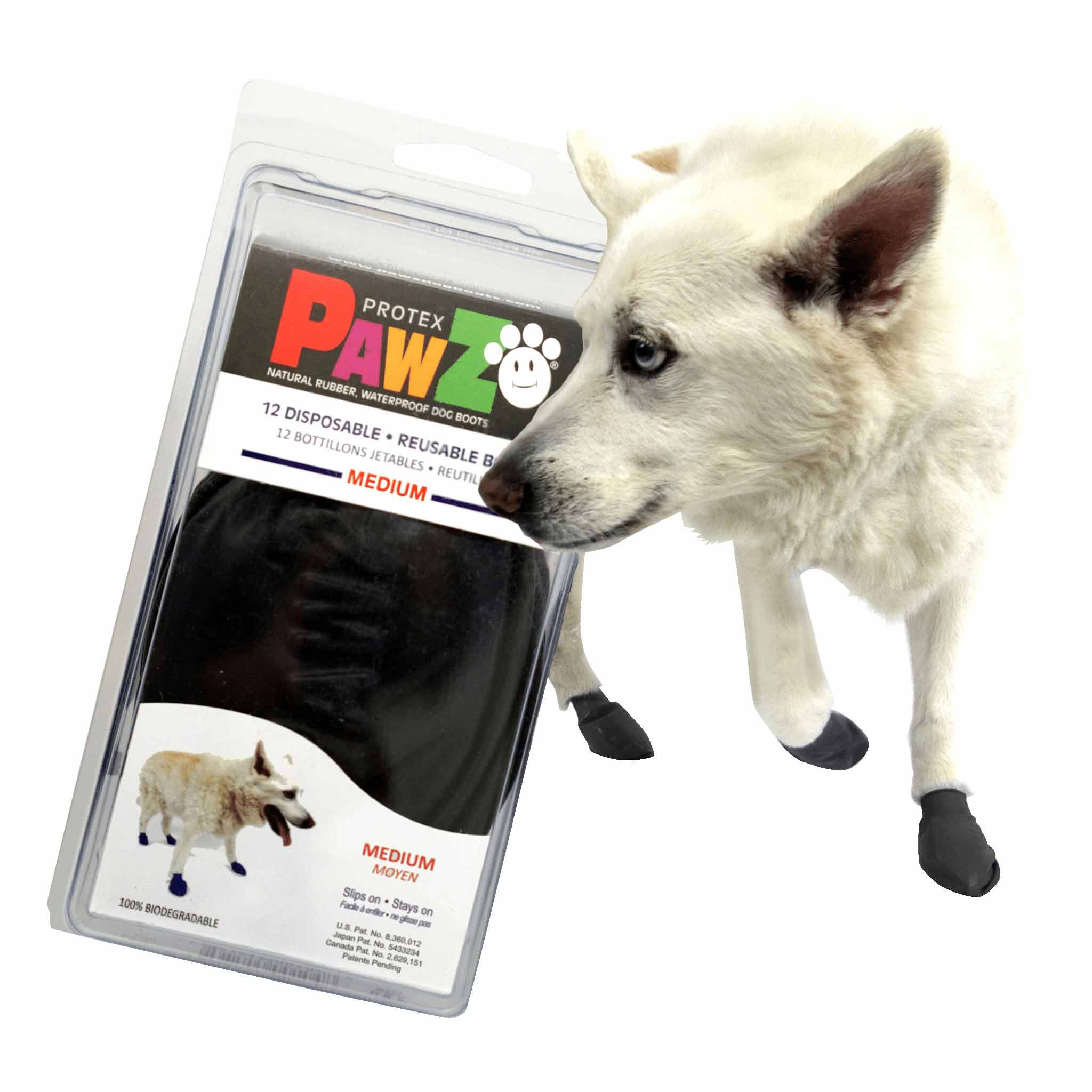 Pawz Rubber Dog Boots, Black, Medium